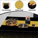 4Pack Black and Gold Tablecloths for Events, 54" x 108" Plastic Table Cloth Disposable for Rectangle Tables, Waterproof Table Cloth Cover for New Years Eve Decorations Holiday Birthday Wedding Dining