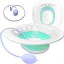RUGUO Sitz Bath for Hemorrhoids - Sitz Bath for Toilet Seat - Foldable Sitz Bath for Postpartum Care, for Soothes Hemorrhoids & Perineum, Cleanse Vagina & AnalBlue Accessories (Large 14.3 Ounce)