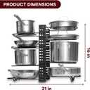 Adjustable Pots and Pans Organizer - 8 Tier Versatile Kitchen Pot Rack for Counter and Cabinet - Easy Setup, 3 DIY Installation Ways, Accommodates 8+ Pots and Pans - Space-Saving Black Design
