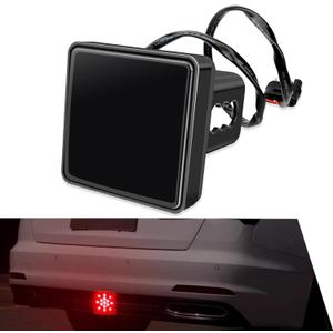 1 PC Brake Light Trailer Hitch Cover, Car Lens Square Reverse LED Tail Light, Car Exterior Light Accessories, Universal for Most Cars (Black)