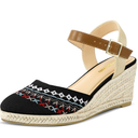 PIZZ ANNU Women's Espadrille Low Wedge Heel Sandals with Buckle Ankle Strap Close Toe Casual Dressy Summer Platform Shoes 8!