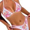 Jolefille Thong Bikini Sets for Women Two Piece Swimsuit Floral Sexy Bathing Suit Triangle Top Modest Swim Suits 2026 Teens, Size Medium