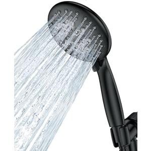 JDO Shower Head with Handheld, 6 Spray Settings High Pressure Hand Held Shower Head, 4.3" High Flow Rain Showerhead Set with Extra Long 59" Stainless Steel Hose and Adjustable Bracket(Matte Black)