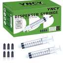 100 Pack 10ml Syringes Luer Lock with Cap, 10cc Syringe without Needle for Liquid, Individually Sterilized Wrapped, Exp: 01/2030