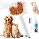 4-in-1 Cat Steam Brush for Shedding, 2025 Upgraded Pet Steam Brush for Indoor Cats Dogs Spray Hair Removal Comb, 2 Spray Self-Cleaning Dog Brushes for Shedding,Massage,Cleaning Grooming (White)