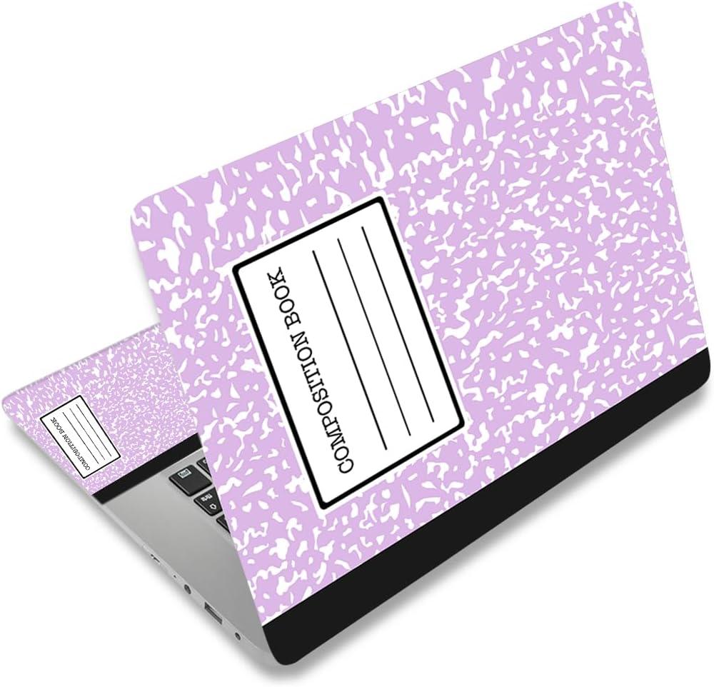 Laptop Decal Sticker Skin Cover, 11.612" 13" 13.3" 14" 15" 15.4" 15.6 inch Laptop Netbook Vinyl Skin Sticker Cover Art Notebook PC Protector (2 Wrist Pad Included), Purple Composition Book