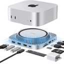 IVANKY 13-in-1 Mac mini M4 &M4 Pro (2024) Dock, Docking Station Stand with M.2 NVMe SSD Enclosure,4K@120Hz HDMI Hub, 10 Gbps USB A *2 +USB C *2, SD/TF, Audio Ports *2, 20W PD Power Adapter *1 (High-Speed, Sliver)