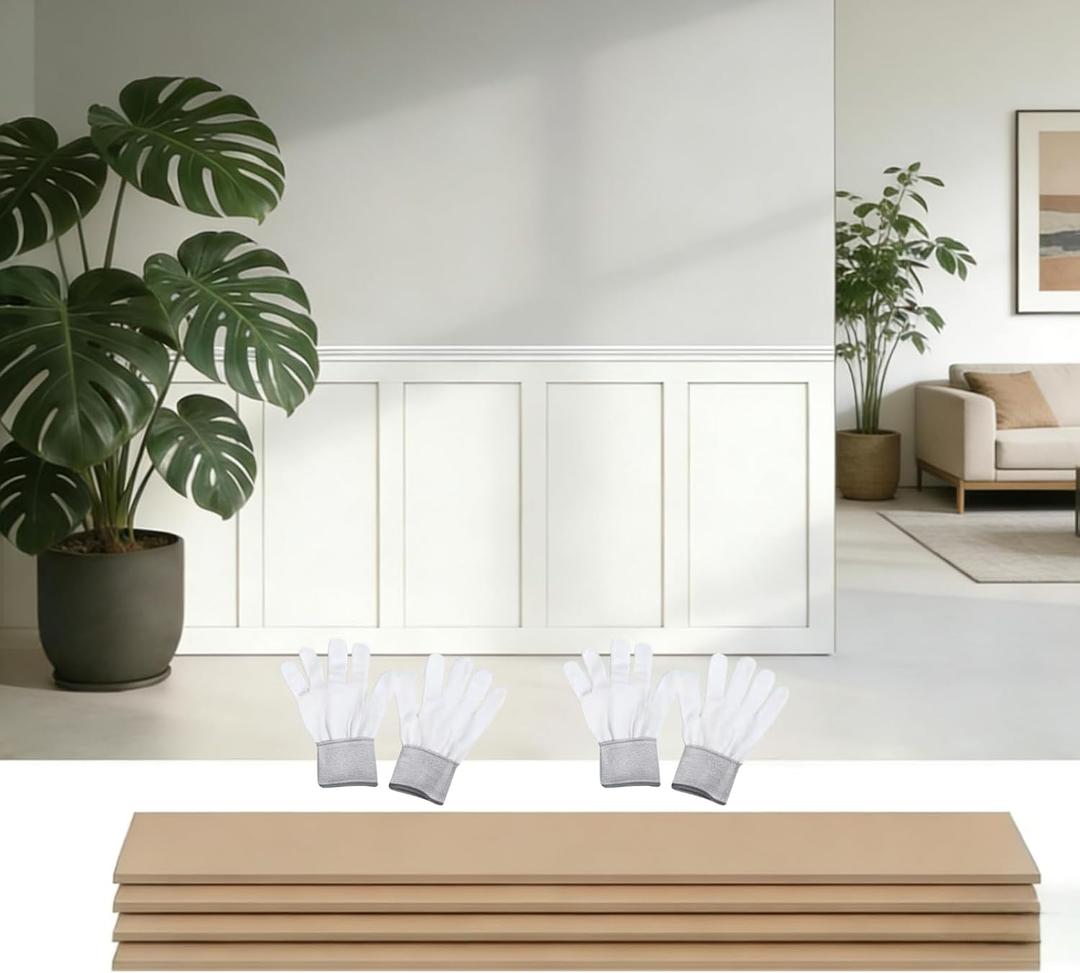 94.5in x 47.2 in MDF Board and Batten Wall Panel Kit Premade Wainscoting Panels Decorative WallAccent Wall Panel for Kitchen Bedroom Living Room Home Decor Covers (94.5"L x 47.2"W)