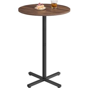 VASAGLE Round Cocktail Table, High Top Bar Pub Table with Metal Frame and Cross Base, for 2-3 People, Modern, Easy to Assemble, 23.6 x 41.1 Inches, Natural Walnut ULBT361K01V1, 1 pack