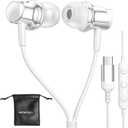 USB C Headphone for Samsung S25 S24 S23 Ultra FE S22 A55 A54 Wired Earbuds Magnetic in-Ear Type C Earphone with Mic Volume Control Stereo Noise Canceling Earbud for iPhone 17 Air 16 15 Pro Max Pixel 9