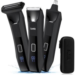 Manscape Body and Ball Trimmer for Men, 3-in-1 Pubic Groin & Nose Hair Trimmer, Ball Shaver & Body Groomer, Wet/Dry Electric Razors for Smooth Shaving, IPX7 Waterproof with Travel Case