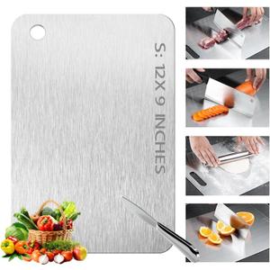 Megecy Titanium Cutting Board-2025 Top Titanium Cutting Boards for Kitchen/Double Sided Titanium Cutting Mat,Stainless Steel Food Grade Cutting Boards,Stainless Non Stick Chopping Board（7.67*11.81in）