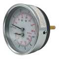 4104-3.25-2-70-100PSI Tridicator, 3 1/4" Dial, 2" Stem, 70/320F, 0-230'/H2O, 0-100 psi, Dry, 3-2-3% Accuracy, Back Mount, Steel, Black
