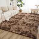 Litanika 5x8 Shag Area Rug for Living Room Bedroom, Tie-Dyed Brown High Pile Soft Plush Shaggy Furry Bedside Playroom Dorm Carpet, Non-Slip, Non-Shedding Modern Indoor Floor Rug