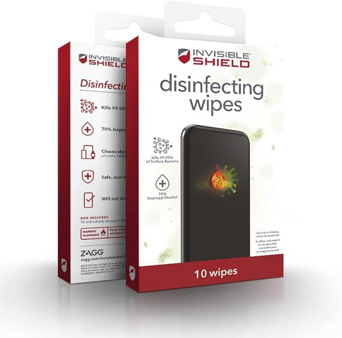 InvisibleShield Antimicrobial Disinfecting Wipes - 70% Isopropyl Alcohol Wipes for Electronic Devices - Individually wrapped 10 Pack, 3 Sets 