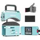 JESIMAIK Hat Press, Mini Heat Press Machine for Caps, T-Shirt & More, Curved Heating Plate and Silicone Base, Fast Heating, No Crease, LCD Digital Temperature &Timer Control - Lake Blue