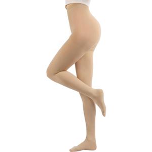 Compression Pantyhose Stockings for Women Men, 2030 mmHg Medical Graduated Support Opaque Closed Toe Hose Tights, Beige, L