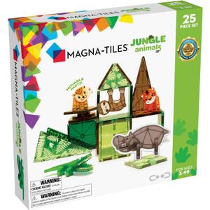 MAGNA-TILES Jungle Animals 25-Piece Magnetic Construction Set, The ORIGINAL Magnetic Building Brand