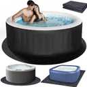 80 * 80 inch Round Inflatable Hot Tub Mat, Outdoor Indoor, Waterproof Slip-Proof Backing, Absorbent Spa Pool Ground Base Flooring Protector for Hot Tub Pool