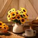 Redbaker 24 Bundles Yellow Sunflower Faux Mums for Outdoor Artificial Flower with Stems Bouquet Fake Plants Bulk UV Resistant Plastic No Fade Wedding Fall Garden Home Window Decor (Sunflower)