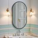 20x30 Black Oval Mirror, Bathroom Mirrors for Over Sink, Pill Shaped Mirror, Metal Framed Bathroom Vanity Mirrors for Wall, Modern Wall-Mounted Mirrors for Entryway, Hallway, Bedroom, Living Room