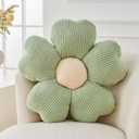 Kcvvcr Flower Throw Pillow, Cute Flower Shaped Pillow Decorative Throw Pillow for Bed Couch, Soft Daisy Pillows Floor Seating Cushion Cushions (14.9 Inch Sage Green)