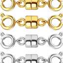 Double Magnetic Necklace Clasps and Closures 14K Gold and Silver Bracelet Extender Jewelry Clasps Converters for DIY Jewelry Making