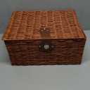 Set of 3 Woven Wicker Storage Basket Box with Lids & Lock, Built-in Carry Handles, Multifunctional Storage Organizer for Nursery, Baby, Clothes, Toys, Books, Large/Medium/Small Size (Natural)