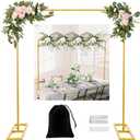 8.2 FT Wedding Arch Rectangle Stand Square Backdrop Stand, Extra Clamps to Table Rod Stand, Adjustable Photo Booth Background Kit, Balloon Arch Stand for Birthday Party Baby Shower Decor, Gold