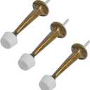 HOMOTEK 3 Pack Heavy Duty Solid Rigid Door Stop with Soft Rubber Tip, Zinc Die Cast Door Stopper Protect Wall & Door,Brass Bronze