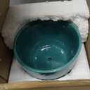 MyGift 7 Inch Round Turquoise Ceramic Plant Pot with Drainage Hole and Attached Saucer, Modern Decorative Embossed Sunburst Planter Container for Indoor Home Garden