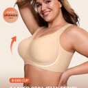 LetsJoli Bras for Women Supportive Wireless Push Up Bra Full Coverage No Underwire Seamless Plus Size for Older Women (Beige, M)