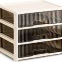 CALANDIS Desktop Drawer Organizer for Office, School, and Cosmetics - A4 Paper Storage Box 3-Tier Short Drawer