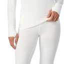 Cuddl Duds Womens Heavyweight Cold Weather Fleece Lined Thermal Set  Long Sleeve Top & Leggings - Winter Lounge Sets (Medium, Off-white)