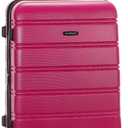 Rockland Melbourne Hardside Expandable Spinner Wheel Luggage, Checked Large 28", Magenta