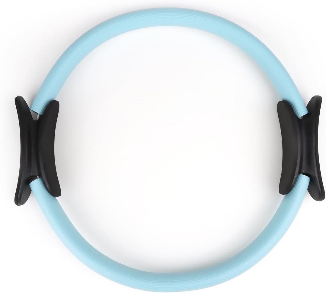 Phoenix Fitness Pilates Ring,Double Handle Exercise Circle Fitness Magic Circle Resistance Ring Dual Grip for Yoga Core Training,15 Inch (Blue)