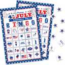 32Players 4th of July Bingo Game  Patriotic Bingo Cards for Kids Adults Independence Day Party Supplies with 24 Caller Chips