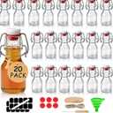 Ruckae 20 Pack 2oz Swing Top Glass Bottles,Flip Top Glass Bottle with Lids Sealable Kombucha Bottle for Brew Beer Syrup Vanilla Extract Air Tight Bottles for Gift (2 oz 20 pack)