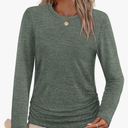 SAMPEEL Womens Sweaters Long Sleeve Shirts Fall Fashion 2025 Trendy Tops Ruched Outfits Winter Clothing