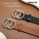 SANSTHS 2 Pack Women Leather Belts Faux Leather Jeans Belt with Double O Ring Buckle, Size: XS: Fit Waist Size 26"-33"