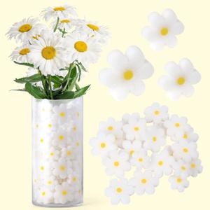 TICIAGA 60Pcs Summer Vase Filler Daisy Sponges for Flower Arrangements, Boho Daisy Vase Filling Decorations for Farmhouse Home Table Centerpiece Decor, Summer White Flower for Table Tiered Tray Decor