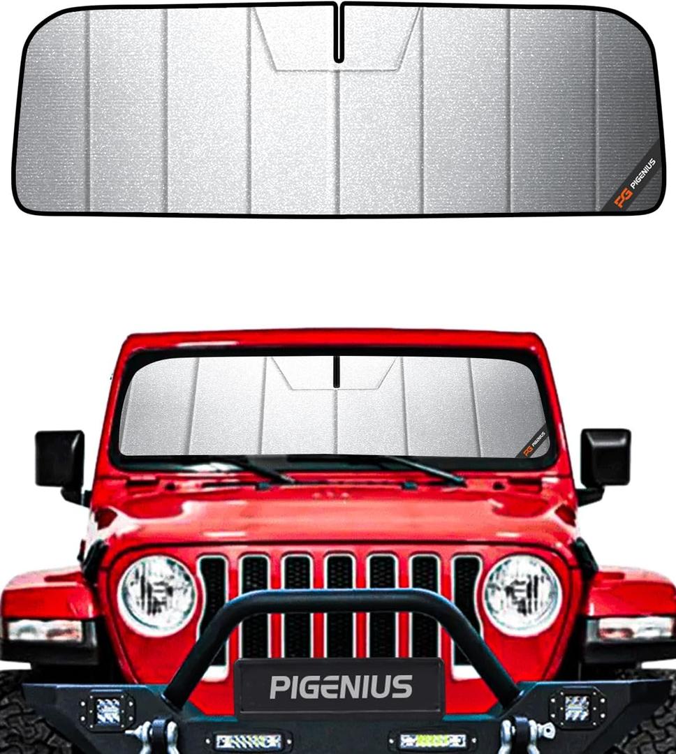 Windshield Sun Shade for Jeep Wrangler JL 2018-2025, Gladiator 2020-2025 Front Window Sunshade - HyperShield (Flash Silver(HyperShield))