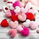 Seenelling 24 Pcs Furry Heart Ornaments for Tree Furry Heart Hanging Decorations DIY Fuzzy Fluffy Crafts Gift for Home Party Decor(Multi Color)