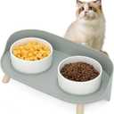 Elevated Dog Bowls Set, Ceramic Pet Food & Water Bowls with Non-Slip Stand, No Spill Design for Cats/Small Medium Dogs Gray