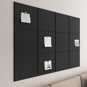 Large Cork Boards for Walls  48" x 36" Self Adhesive Felt Wall Tiles, Ideal for Office Black Bulletin Board, Easy to Install Pin Board Photo Dart Board Wall Protectors