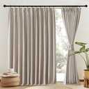 NICETOWN Oatmeal 100% Blackout Bedroom Curtains 96 inches Long 2 Panels Set, Linen Blend Pinch Pleated Drapes with Hooks 66 inch Wide Sound Reducing Window Treatments Room Divider for Living Room