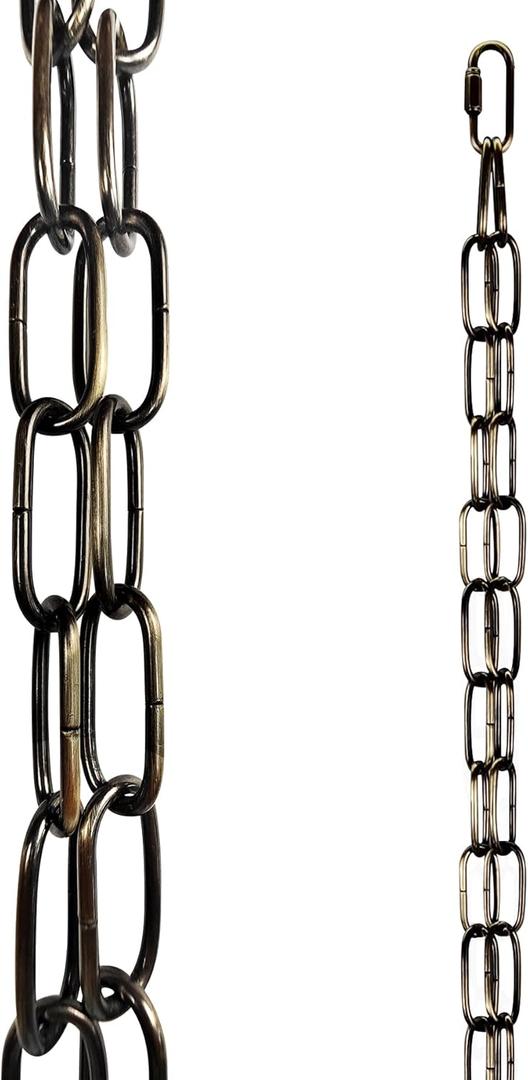LOFIR 16.5 FT Matte Bronze-Colored Rain Chain with Hooks - Rain Chains for Outside - Adjustable Rain Catcher Chains with Bell for Eaves Drainage - Easy Install Bronze-Colored (Diameter 3mm)