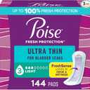 Poise Ultra Thin Incontinence Pads & Postpartum Pads for Bladder Leaks, 3 Drop Light Absorbency, Regular Length, 144 Count