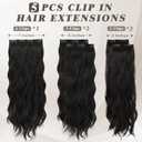 BARSDAR Black Wavy Clip in Hair Extensions - 20 Inch Long Wavy Clip in Hair Extensions for Women, 5 PCS Soft Synthetic Natural Looking Black Curly Hairpieces Voluminous Easy Wear Daily Party