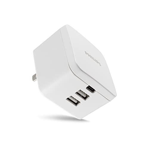 Philips iPhone USB Wall Charger Block, 20W 1 USB C Port, 2 Type A Port Charging Block for iPhone 15, 14, 13 Series, iPad, Power Adapter Cube, Foldable Plug Charging Box, DLP1032Q/37